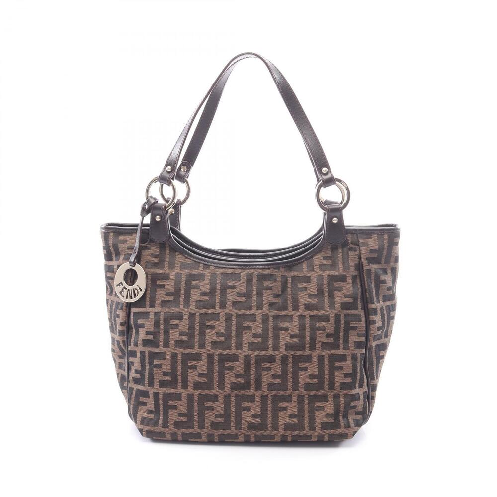 Fendi Zucca Shoulder Bag Canvas Leather Brown
